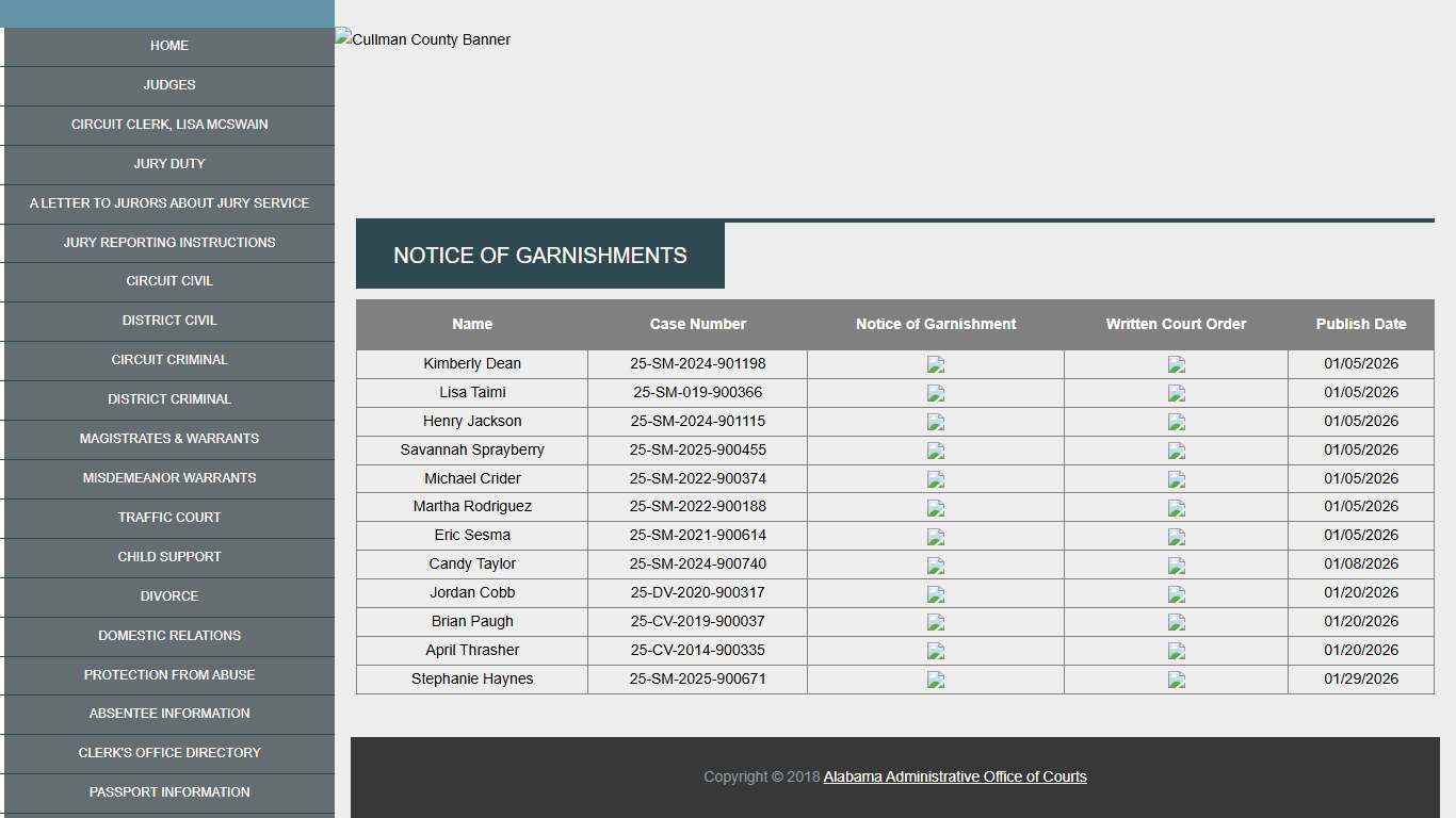 Cullman County - Thirty-Second Circuit Court of Alabama